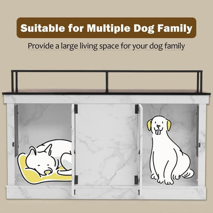 Meuble TV intégré pour grande cage à chien Mcombo, niche en bois avec double porte 1861