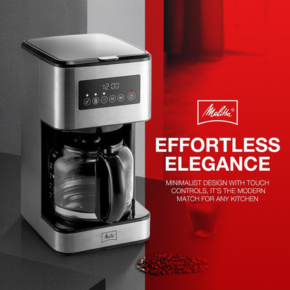 Cafetière à filtre Melitta Aroma Tocco Plus 12 tasses, chaude et glacée, avec carafe en verre et écran tactile