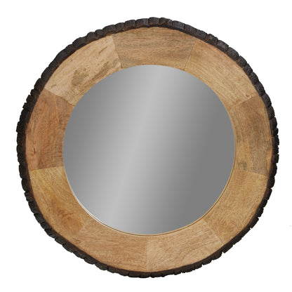 Miroir mural rond Meredith en bois brut de River of Goods - 30,5 x 1 x 30,5