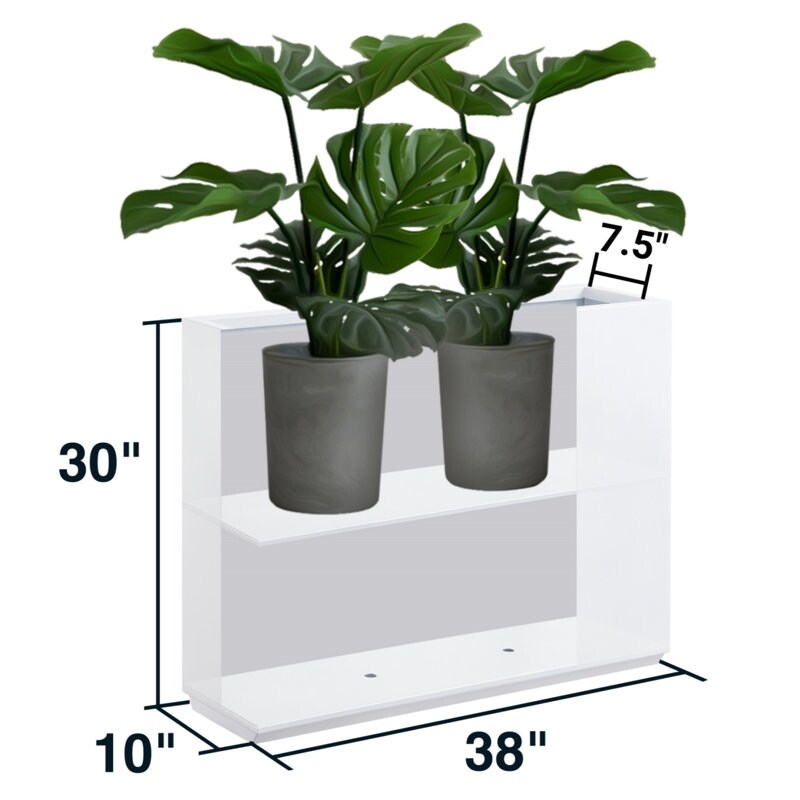 Jardinière métallique robuste pour plantes d'extérieur, 38 x 10 x 30 pouces (96,5 x 25,5 x 76 cm) avec séparateur en métal - 38 x 30 x 10