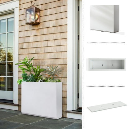 Jardinière métallique robuste pour plantes d'extérieur, 38 x 10 x 30 pouces (96,5 x 25,5 x 76 cm) avec séparateur en métal - 38 x 30 x 10