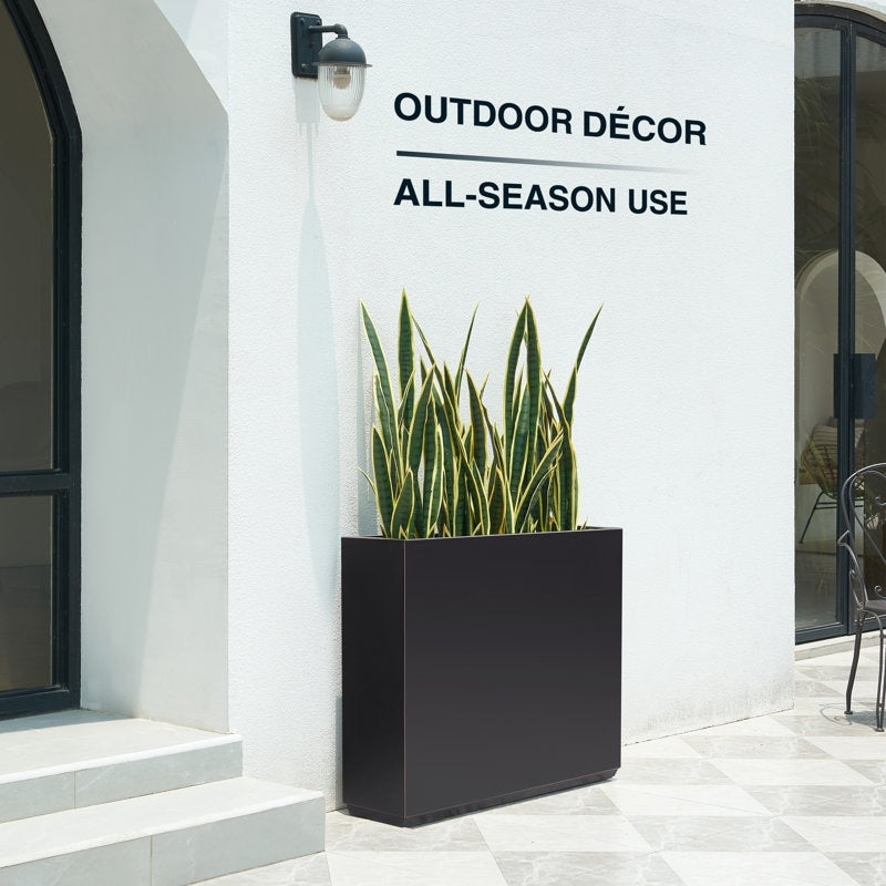 Jardinière métallique robuste pour plantes d'extérieur, 38 x 10 x 30 pouces (96,5 x 25,5 x 76 cm) avec séparateur en métal - 38 x 30 x 10