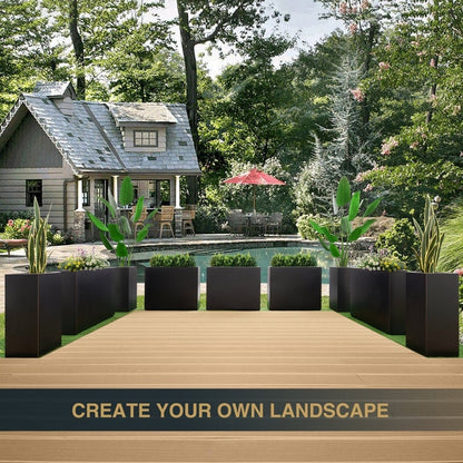 Jardinière métallique robuste pour plantes d'extérieur, 38 x 10 x 30 pouces (96,5 x 25,5 x 76 cm) avec séparateur en métal - 38 x 30 x 10