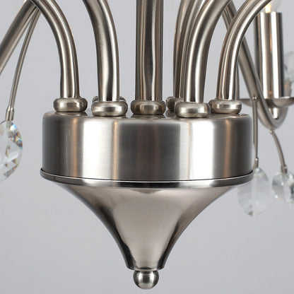 Lustre suspendu rétro style ferme, branches d'arbre, cristal, bougie