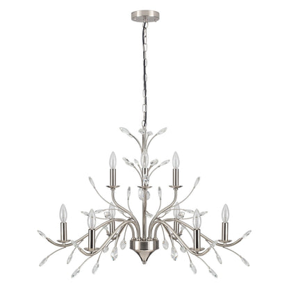 Lustre suspendu rétro style ferme, branches d'arbre, cristal, bougie