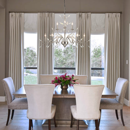 Lustre suspendu rétro style ferme, branches d'arbre, cristal, bougie