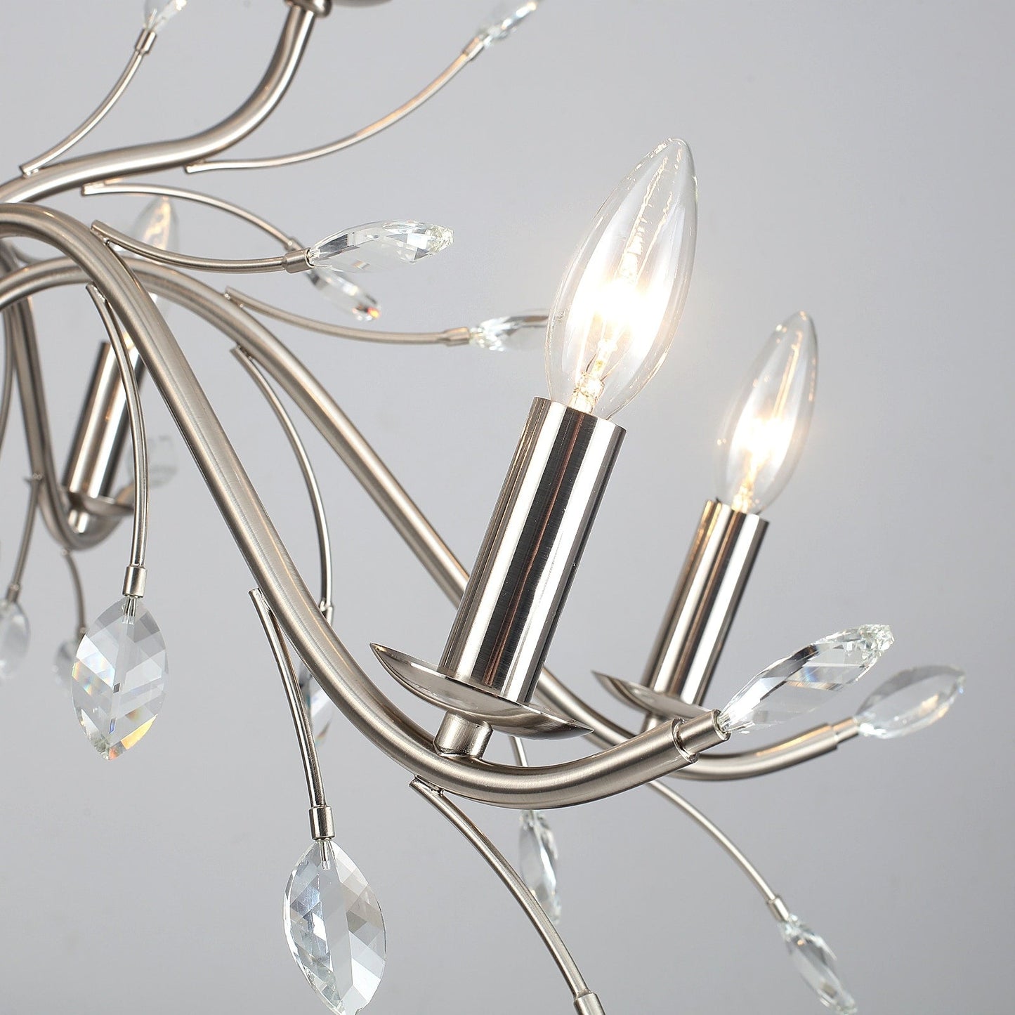 Lustre suspendu rétro style ferme, branches d'arbre, cristal, bougie
