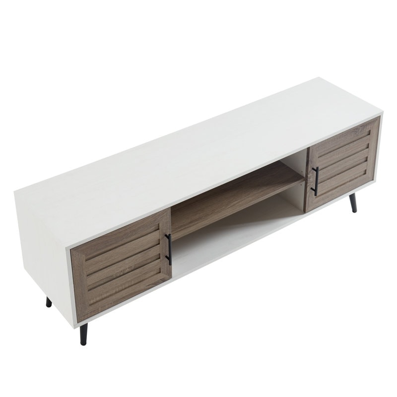 Meuble TV style Mid-Century Modern pour téléviseurs jusqu'à 70 pouces - Console multimédia - 52 cm (H) x 150 cm (L) x 39 cm (P)