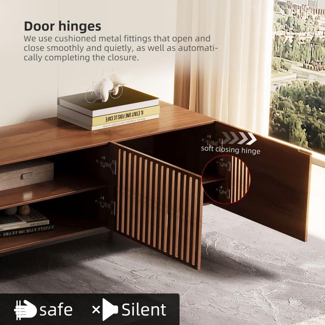 Meuble TV de style moderne du milieu du siècle avec 4 portes de rangement, compatible avec les téléviseurs jusqu'à 100 pouces, centre de divertissement pour le salon