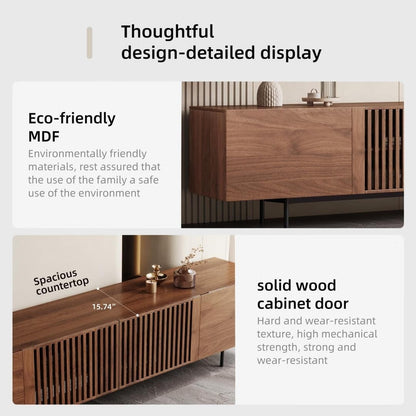 Meuble TV de style moderne du milieu du siècle avec 4 portes de rangement, compatible avec les téléviseurs jusqu'à 100 pouces, centre de divertissement pour le salon