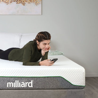 Matelas en mousse à mémoire de forme Milliard, 25 cm (10 pouces), ferme, livré en boîte, soulageant les points de pression, classique