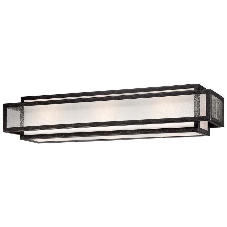 Lavery Camden Square Lampe de salle de bain 3 lumières en verre vieilli au charbon et bullé