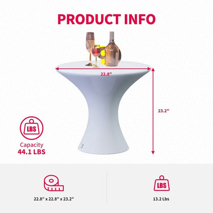 Table basse LED Mixoy à couleurs changeantes, table à vin lumineuse rechargeable sans fil, mobilier d'ambiance pour terrasse, piscine et jardin.