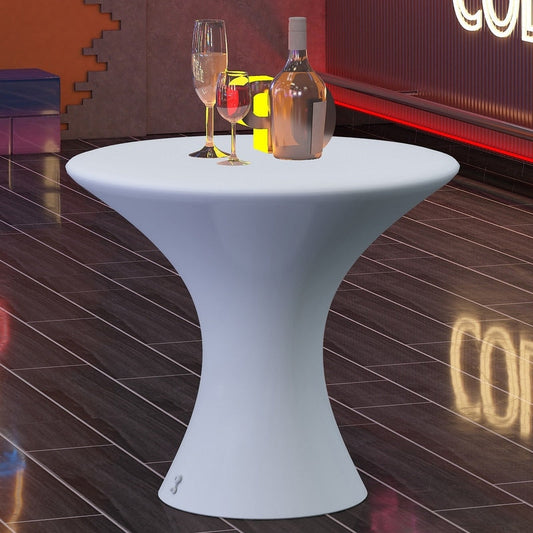 Table basse LED Mixoy à couleurs changeantes, table à vin lumineuse rechargeable sans fil, mobilier d'ambiance pour terrasse, piscine et jardin.