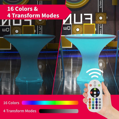 Table basse LED Mixoy à couleurs changeantes, table à vin lumineuse rechargeable sans fil, mobilier d'ambiance pour terrasse, piscine et jardin.