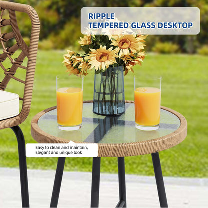 Ensemble bistro de jardin en résine tressée Moasis 3 pièces avec 2 chaises et table basse