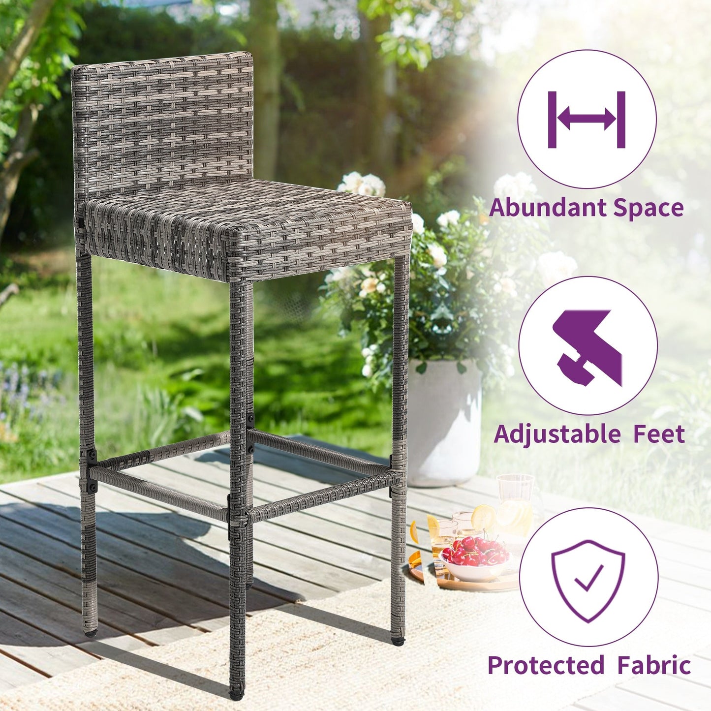 Ensemble de bar en résine tressée 5 pièces Moasis pour extérieur - 5 pièces