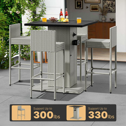 Ensemble de bar en résine tressée 5 pièces Moasis pour extérieur - 5 pièces