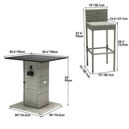 Ensemble de bar en résine tressée 5 pièces Moasis pour extérieur - 5 pièces