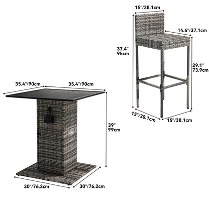 Ensemble de bar en résine tressée 5 pièces Moasis pour extérieur - 5 pièces