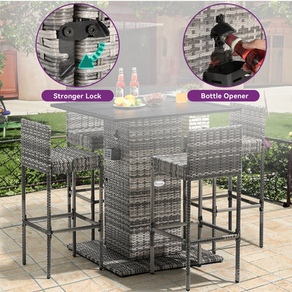 Ensemble de bar en résine tressée 5 pièces Moasis pour extérieur - 5 pièces