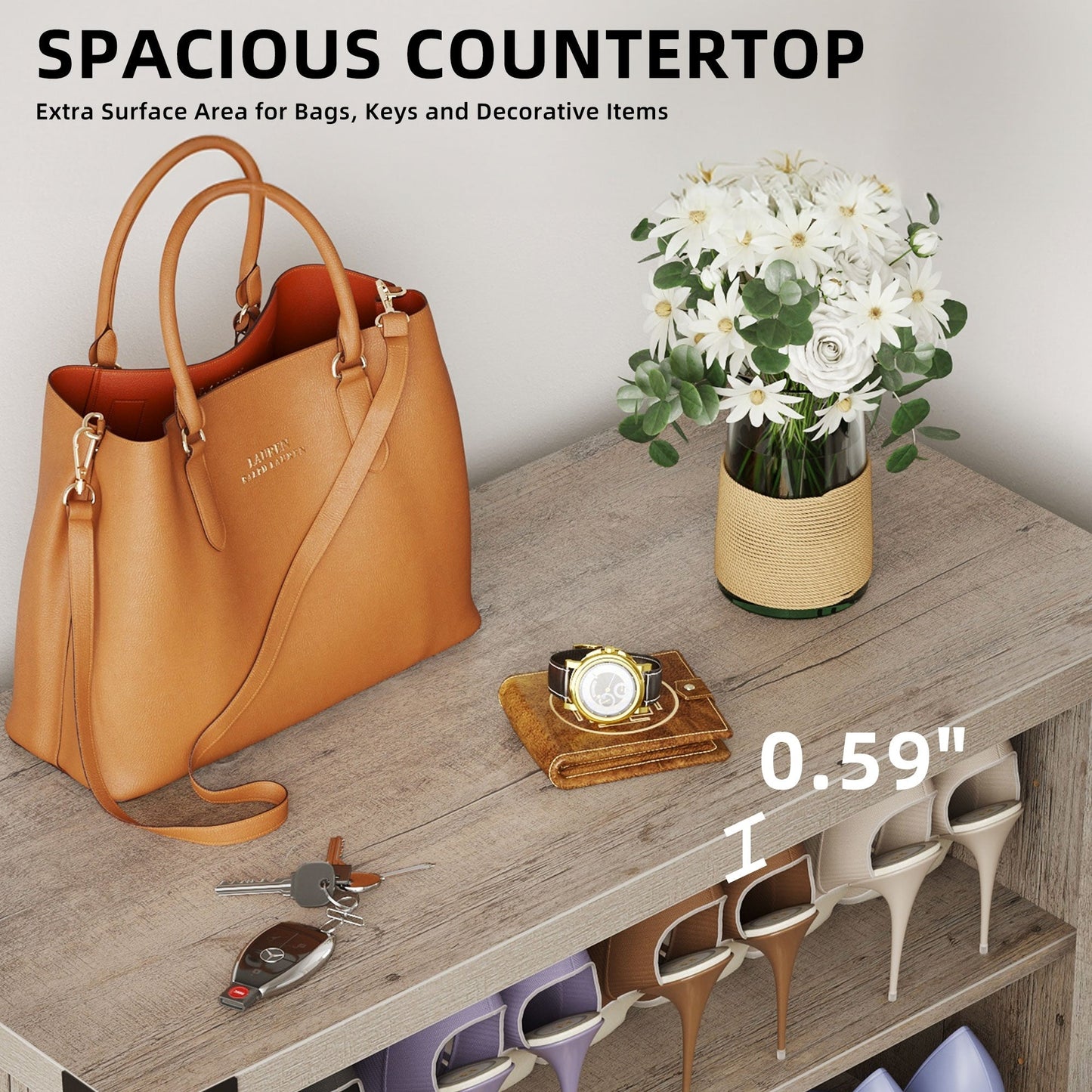 Meuble à chaussures Moasis à 5 niveaux et 20 paires avec double porte pour entrée