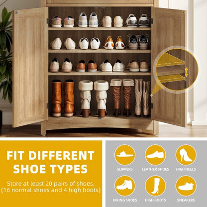 Meuble à chaussures Moasis à 5 niveaux et 20 paires avec double porte pour entrée
