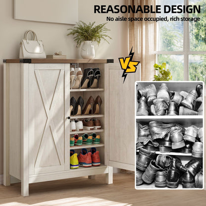 Meuble à chaussures Moasis à 5 niveaux et 20 paires avec double porte pour entrée