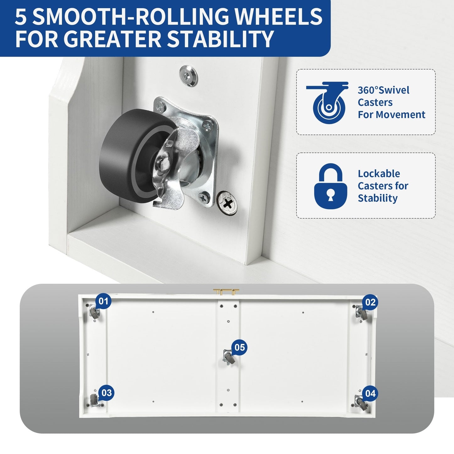 Moasis 53 pouces, meuble de rangement pour îlot de cuisine mobile et portable