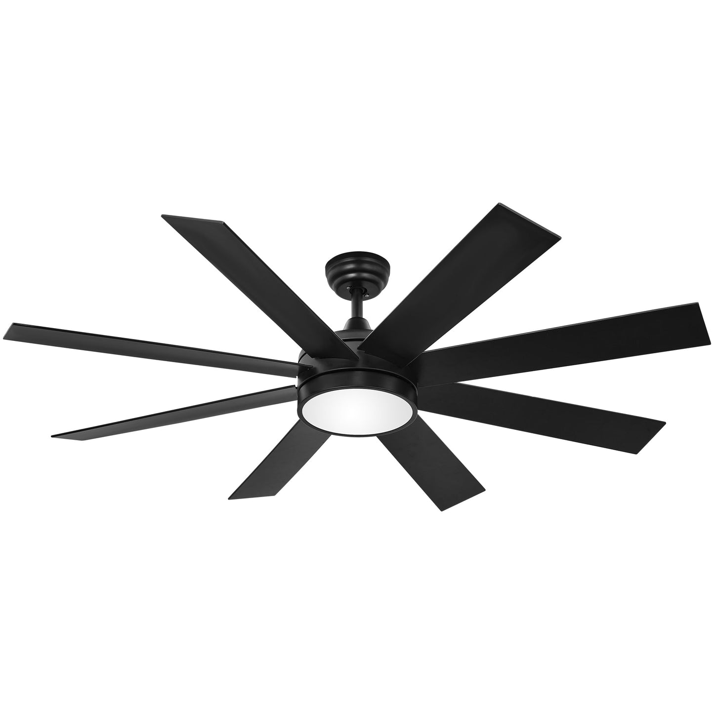 Ventilateur de plafond Moasis noir mat 60 pouces à 8 pales avec lumière LED et télécommande - 60