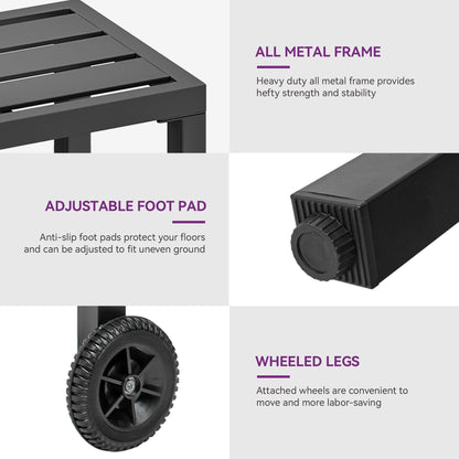 Table de bar/comptoir de patio en métal Moasis avec roulettes