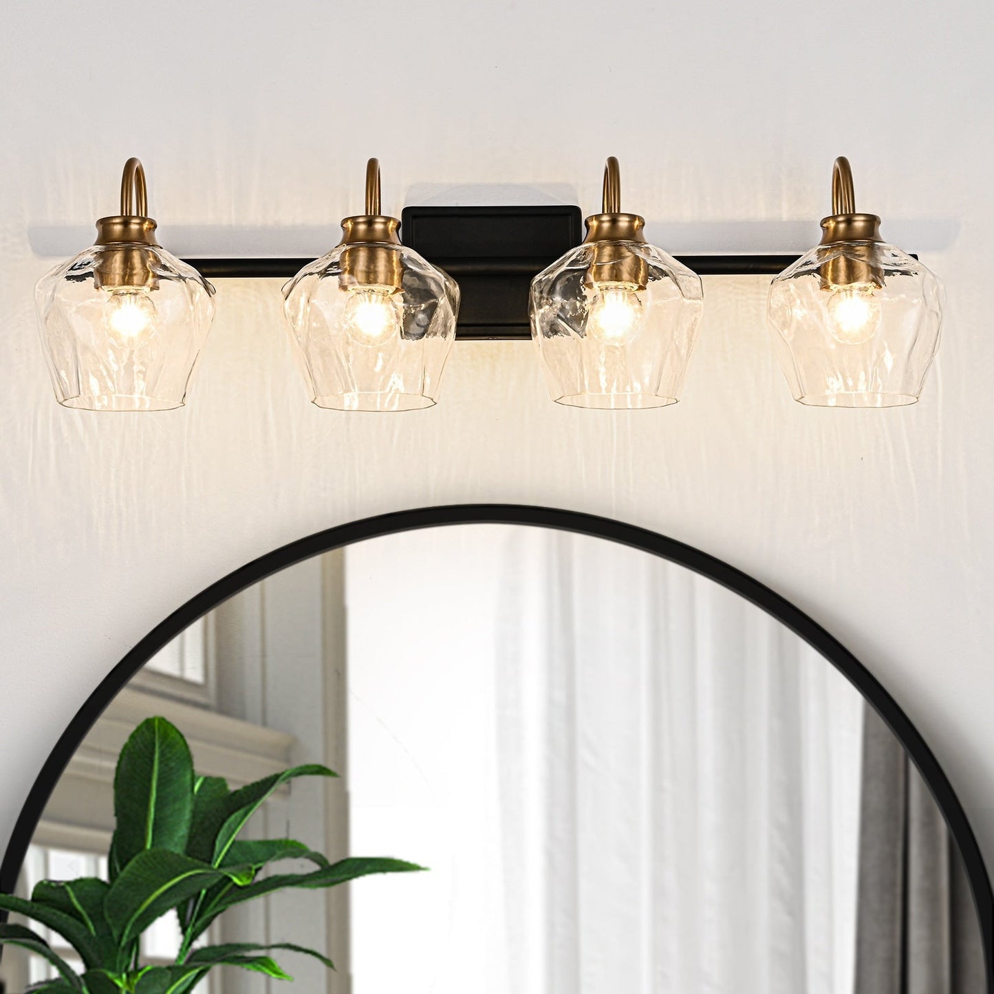 Appliques murales modernes à 3/4 lumières avec variateur et abat-jour en verre