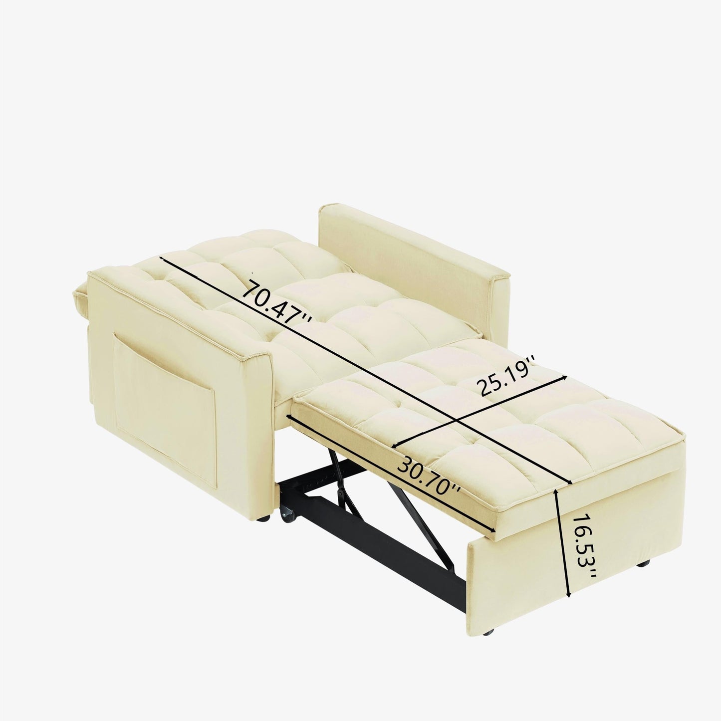 Canapé-lit convertible moderne 70,86 3 en 1 avec dossier réglable et roulettes pour salon