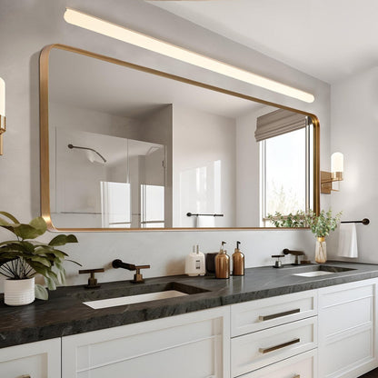 Miroir rectangulaire profond moderne en alliage d'aluminium, fixé au mur - 71 x 28 cm