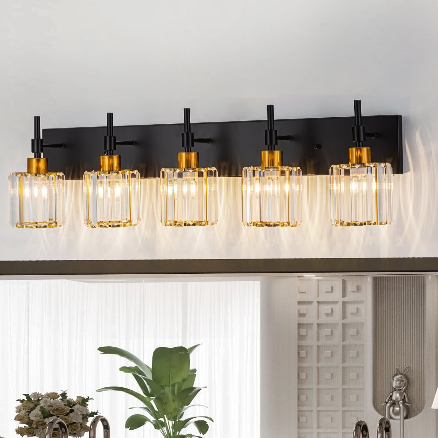 Appliques murales modernes à intensité variable pour salle de bain, avec abat-jour en cristal