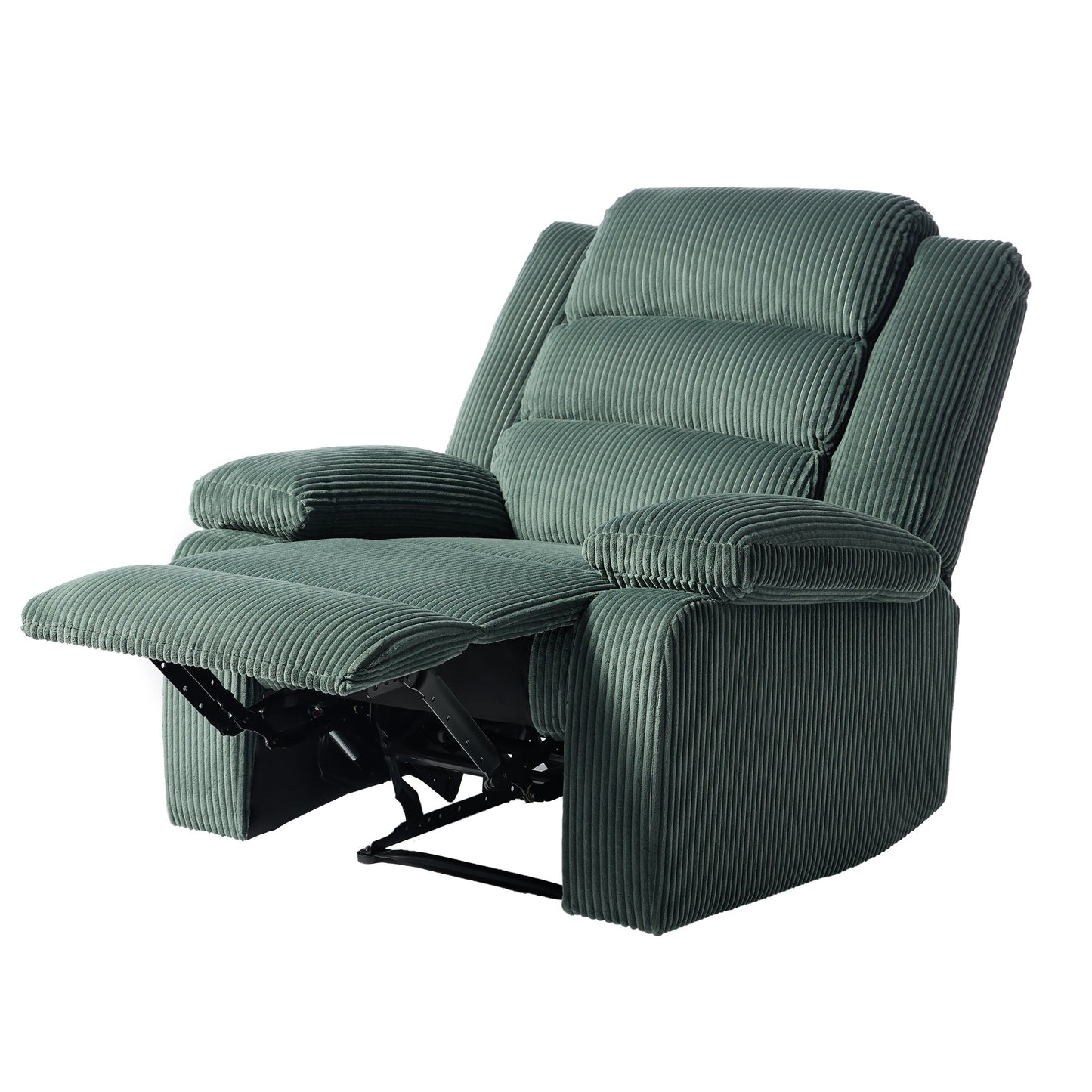 Fauteuil inclinable manuel moderne en velours côtelé, fauteuil inclinable réglable avec larges accoudoirs
