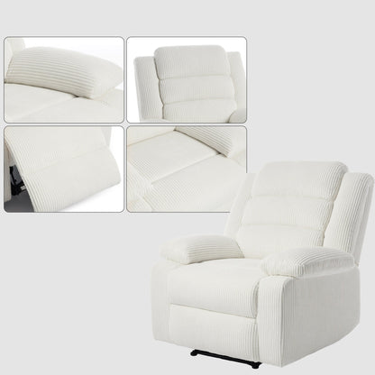Fauteuil inclinable manuel moderne en velours côtelé, fauteuil inclinable réglable avec larges accoudoirs