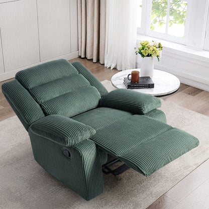 Fauteuil inclinable manuel moderne en velours côtelé, fauteuil inclinable réglable avec larges accoudoirs