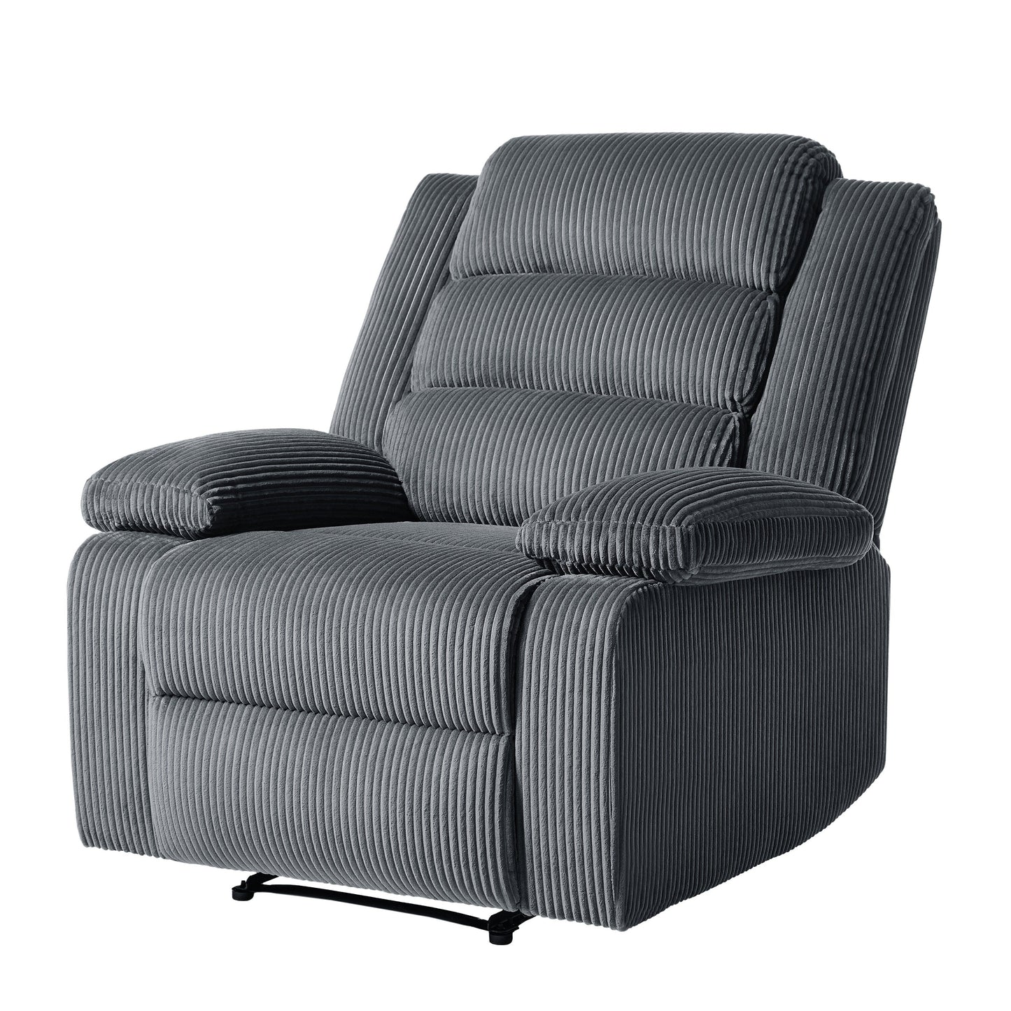 Fauteuil inclinable manuel moderne en velours côtelé, fauteuil inclinable réglable avec larges accoudoirs