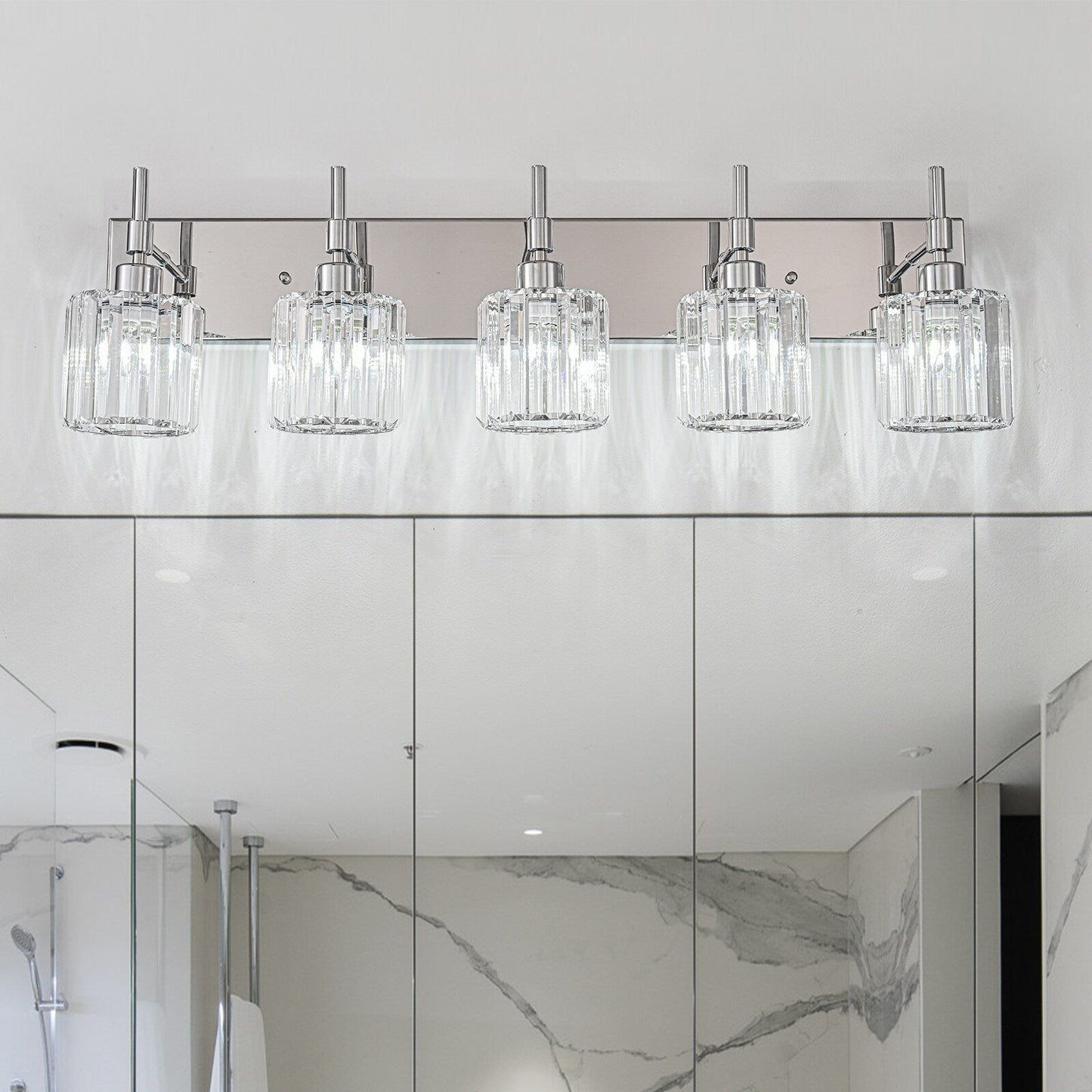 Appliques murales modernes à intensité variable pour salle de bain, avec abat-jour en cristal