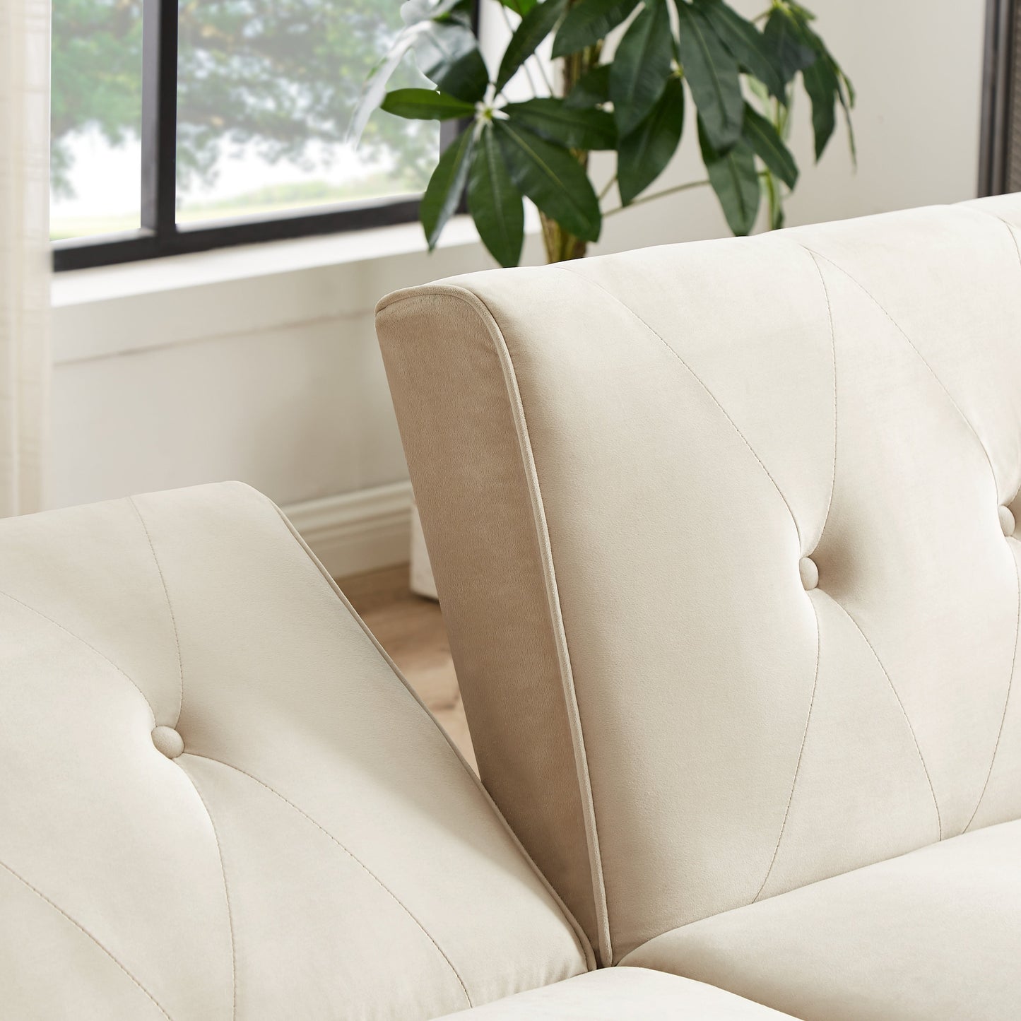 Canapé-lit futon moderne, canapé convertible avec pieds fuselés en bois, 78,35 cm de large, petit canapé à dossier divisé pour salon