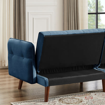 Canapé-lit futon moderne, canapé convertible avec pieds fuselés en bois, 78,35 cm de large, petit canapé à dossier divisé pour salon