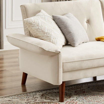 Canapé-lit futon moderne, canapé convertible avec pieds fuselés en bois, 78,35 cm de large, petit canapé à dossier divisé pour salon