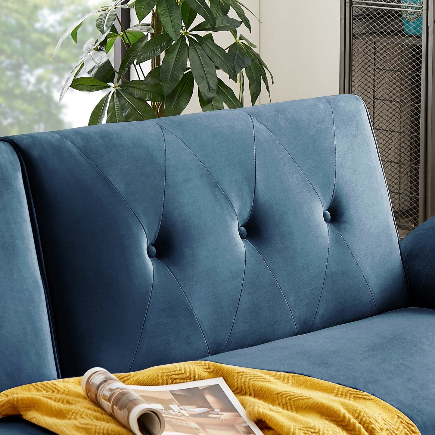 Canapé-lit futon moderne, canapé convertible avec pieds fuselés en bois, 78,35 cm de large, petit canapé à dossier divisé pour salon