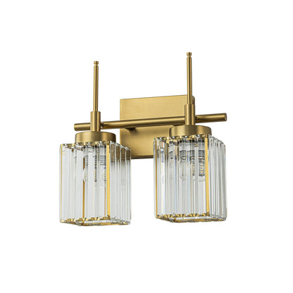 Applique murale moderne dorée à intensité variable, style cylindrique glamour pour salle de bain, applique murale en cristal pour coiffeuse