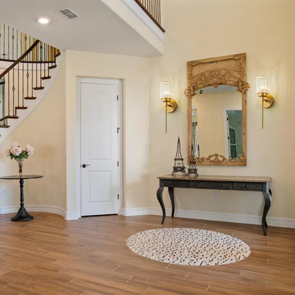 Applique murale moderne dorée à intensité variable, style cylindrique glamour pour salle de bain, applique murale en cristal pour coiffeuse