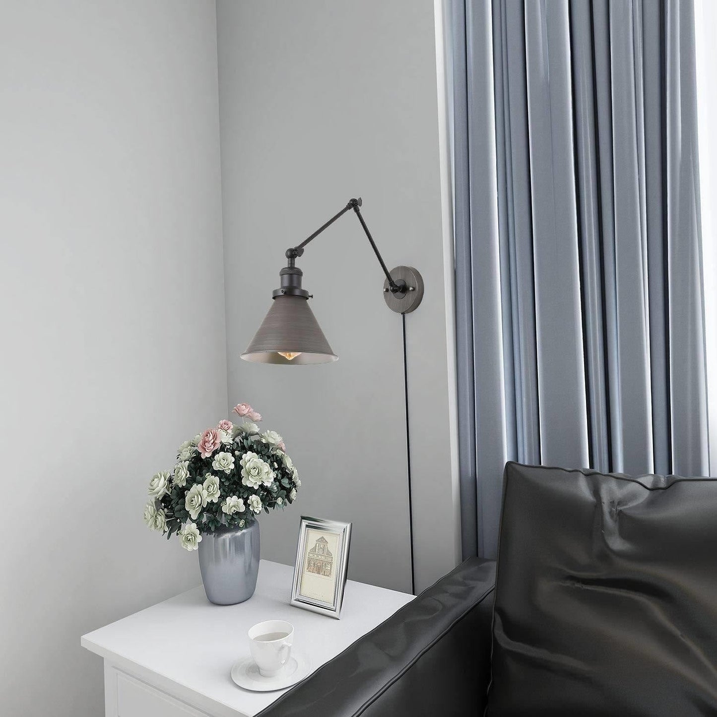 Ensemble de 2 appliques murales modernes à bras articulé réglable, à brancher et à câblées