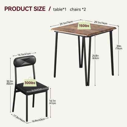 Ensemble table et chaises de cuisine moderne pour salle à manger - 3 pièces