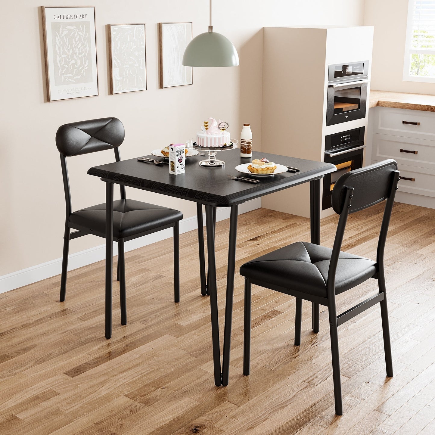 Ensemble table et chaises de cuisine moderne pour salle à manger - 3 pièces