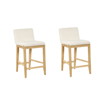 Tabouret de bar moderne Gracie, chaise rembourrée en tissu bouclé et pieds en bois brossé